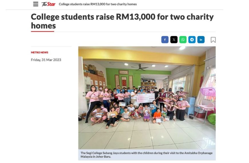 College students raise RM13,000 for two charity homes