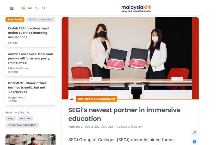 SEGi’s newest partner in immersive education